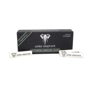 White Elephant 20 Activated Charcoal Pipe Filters 9mm – Single Pack